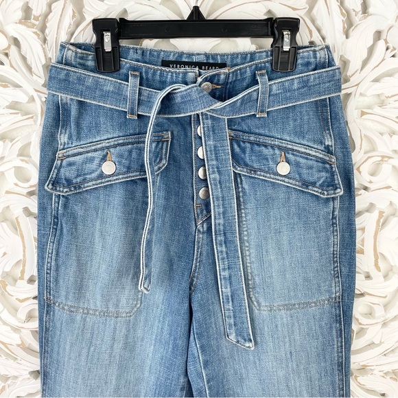 {Veronica Beard} Rinley Straight-Leg Belted Cropped Jeans, Size 25, NWT - Picture 3 of 11